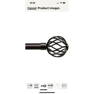 Exclusive Home Ogee 1" Curtain Rod and Coordinating Set Matte Bronze 36”-72” New